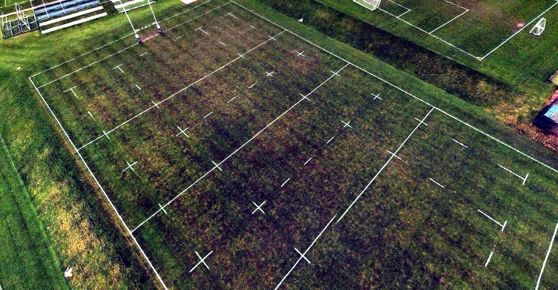 Grassroots rugby pitch from above