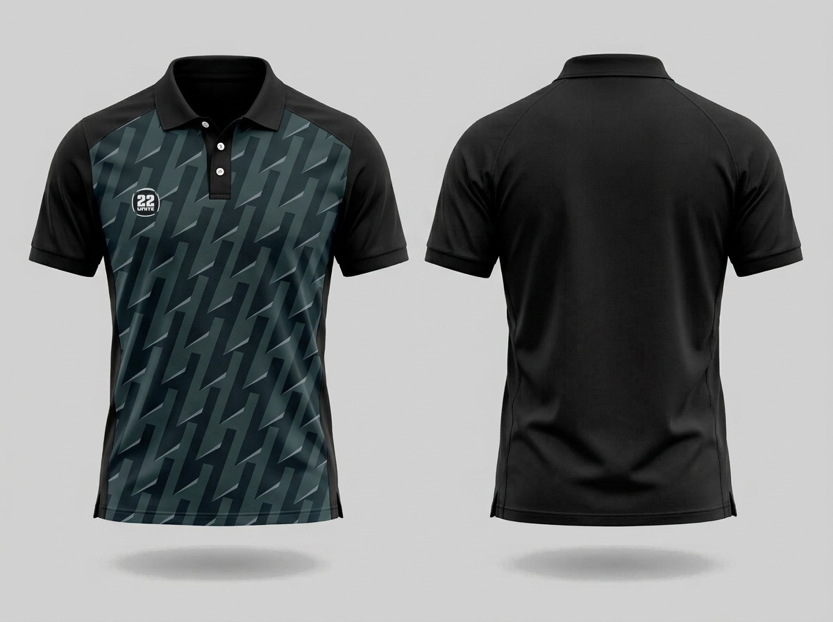 Training & Travel printed range polo shirt, front and rear views